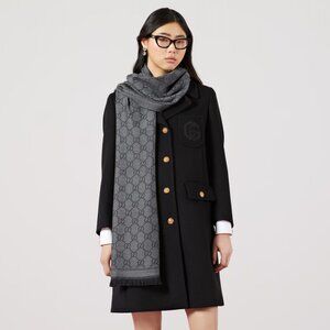 NWT Gucci GG Jacquard Pattern Knitted Scarf